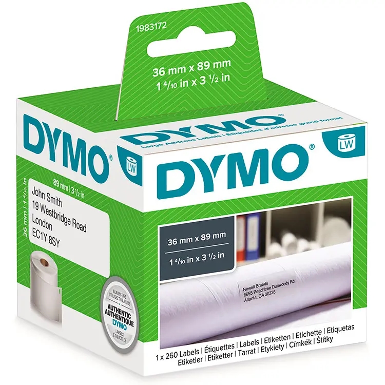 Dymo S0722410/99013 étiquettes d'adresse transparentes larges (d'origine)  Dymo